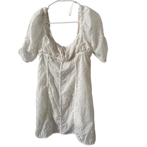 NWOT Women's Size M All In Favor Nordstrom Medium White Lace Eyelet Mini Dress - Picture 1 of 3